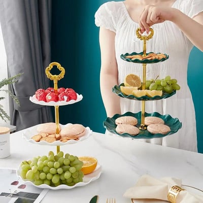 3 szintes cupcake állvány gyümölcstál tartó Desszertek Snack Candy büfé állvány torony karácsonyi esküvőre Cupcake tartó tányér