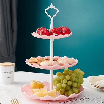 【Нови постъпления】3-етажна стойка за кексчета, държач за чинии с плодове, десерти, закуски, бонбони, шведска маса, стойка, кула за коледно сватбено тържество