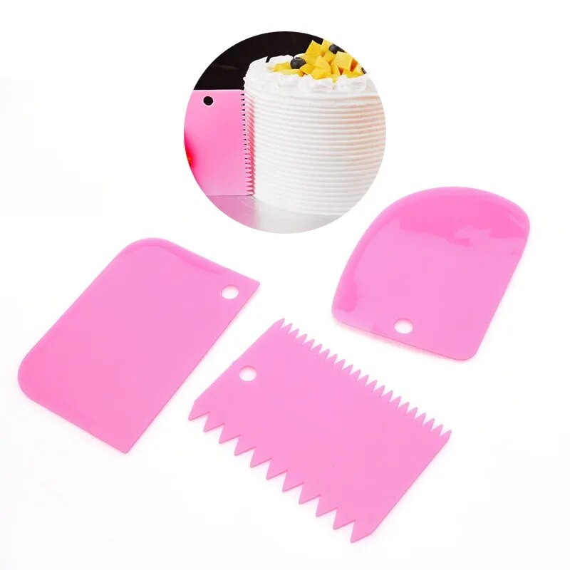 3 kom/set Višenamjenski plastični strugač za tijesto Rezač za vrhnje za kruh i pizzu za višekratnu upotrebu Češalj za ukrašavanje rubova kolača DIY Alati za pečenje