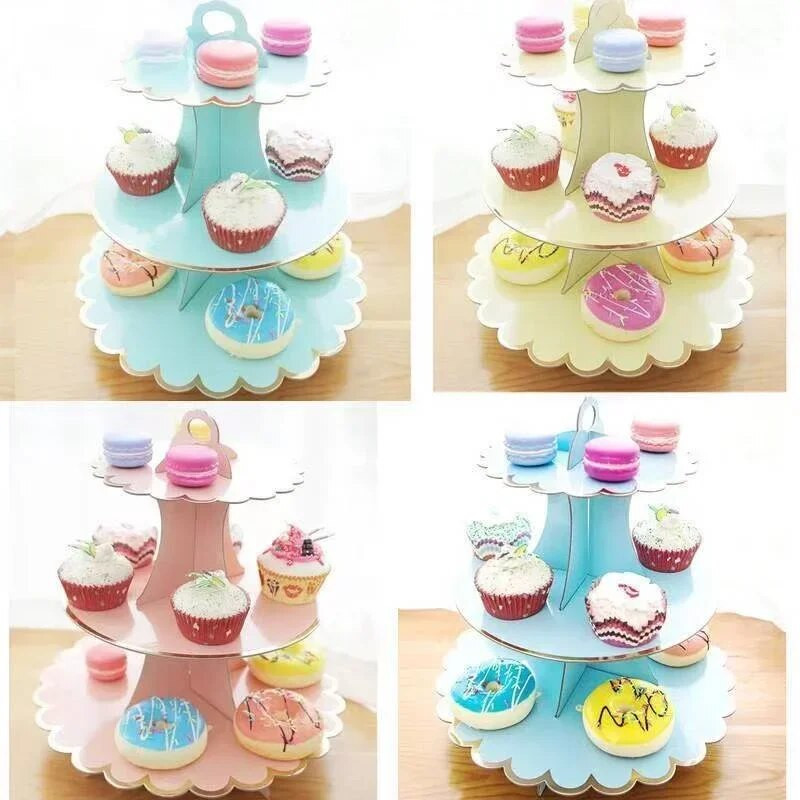 Troslojni jednokratni okrugli rođendanski kolač, potrepštine za svatove, alati za kolače, DIY nosač za rukotvorine od papira, stalak za slastice