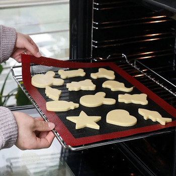 Ταπάκι ψησίματος 40*30 εκ. Αντικολλητικό φύλλο φούρνου Διάτρητο ταψί σιλικόνης Επένδυση Glassfiber Ψωμί Macaroon Puff Πατάκια για μπισκότα για ρολό