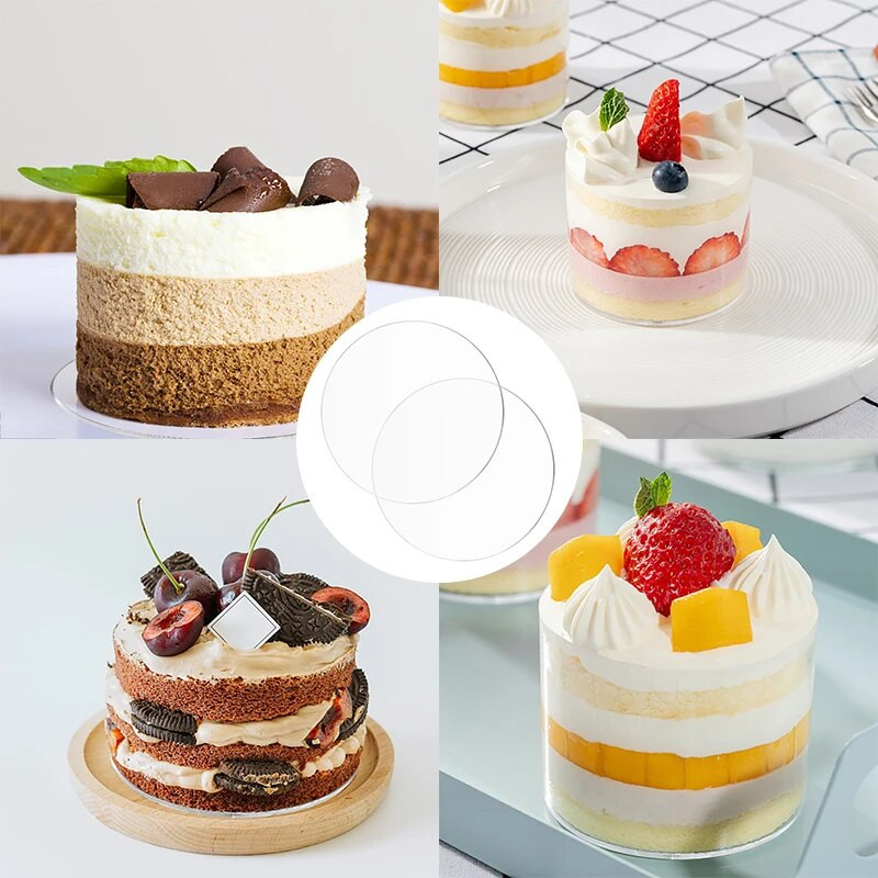 Discuri rotunde acrilice pentru tort, 10/15/20/25 cm, plăci transparente pentru tavă de desert, accesorii pentru instrumente de decorare pentru copt