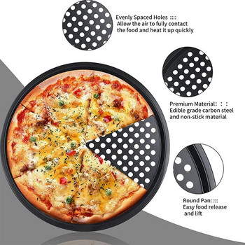 Ταψί πίτσας με τρύπες Διάτρητος αντικολλητικός δίσκος πίτσας από ανθρακούχο χάλυβα για φούρνο Πίτσα Crisper Ταψί Πλυντήριο πιάτων