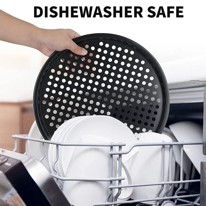 Posuda za pizzu s rupama Perforirana neljepljiva posuda za pizzu od ugljičnog čelika za pećnicu Pizza Crisper Posuda za pranje u perilici posuđa