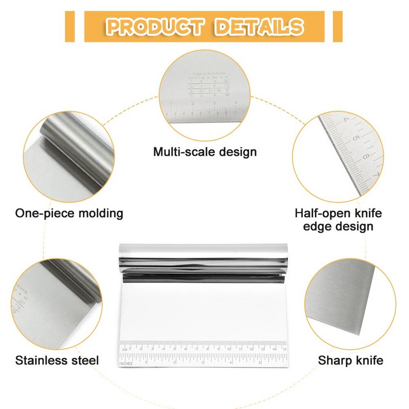 1 bucată din oțel inoxidabil pentru răzuit prăjituri tăietori de patiserie pentru coacere prăjituri gătit aluat răzuitoare pentru fondant spatule DIY instrumente de decorare pentru coacere