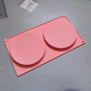 2 дупки Кръгла дискова торта Силиконова форма Инструменти за декориране Плосък цилиндър Шоколадов фондан Тиган Десерт Съдове за печене Кухненско печене