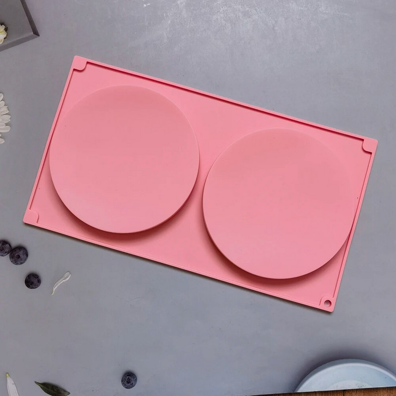 2 rupe Okrugli disk Silikonski kalup za kolače Alati za ukrašavanje Ravni cilindar Tava za čokoladni fondant Posuda za pečenje za desert Kuhinjsko pečenje