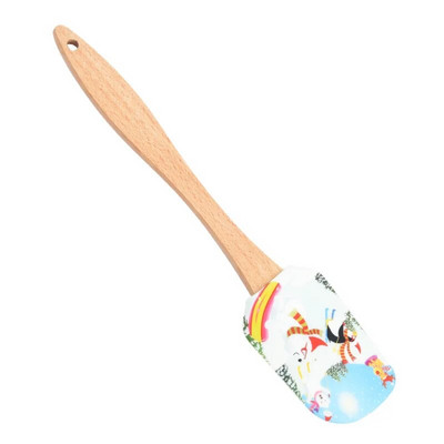 Nou de Crăciun mâner din lemn Bucătărie Fondant Tort Cremă Spatulă Silicon Unt Screper Bucătărie Instrumente de coacere Espatula Silicona