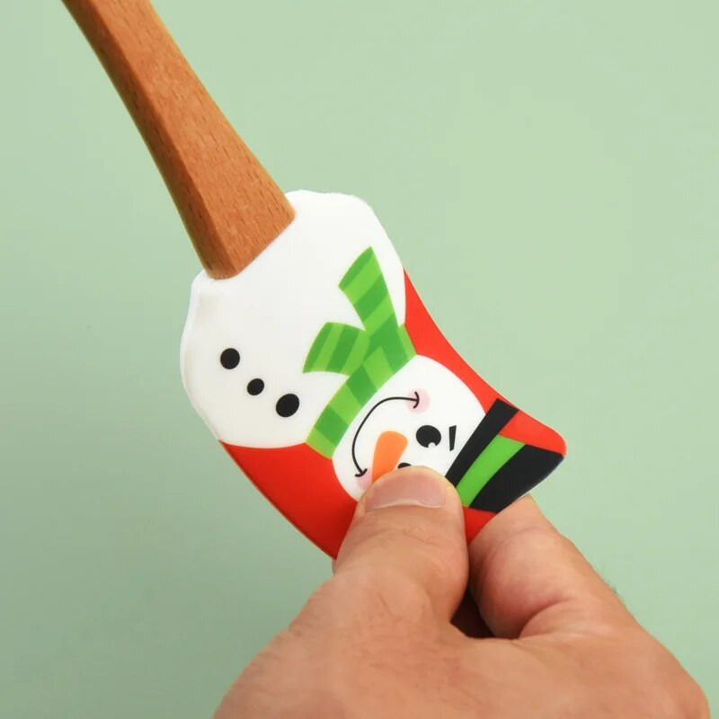 Nou de Crăciun mâner din lemn Bucătărie Fondant Tort Cremă Spatulă Silicon Unt Screper Bucătărie Instrumente de coacere Espatula Silicona