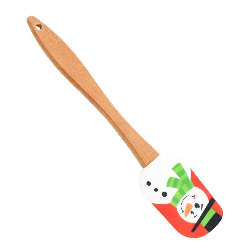 Nou de Crăciun mâner din lemn Bucătărie Fondant Tort Cremă Spatulă Silicon Unt Screper Bucătărie Instrumente de coacere Espatula Silicona