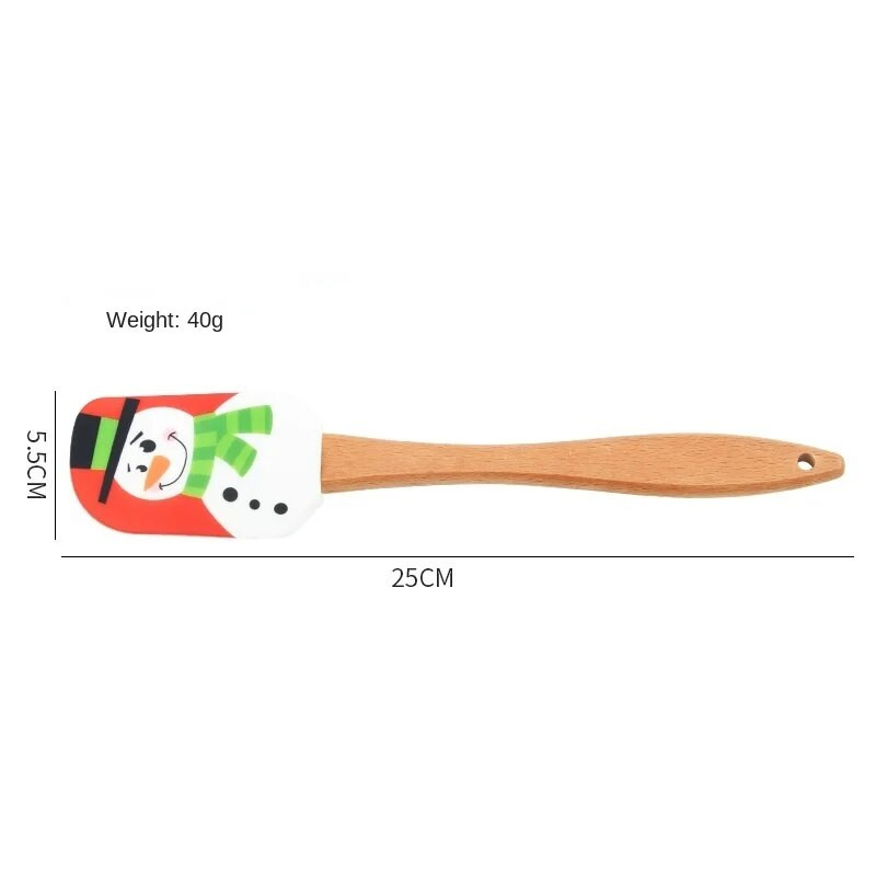 Nou de Crăciun mâner din lemn Bucătărie Fondant Tort Cremă Spatulă Silicon Unt Screper Bucătărie Instrumente de coacere Espatula Silicona