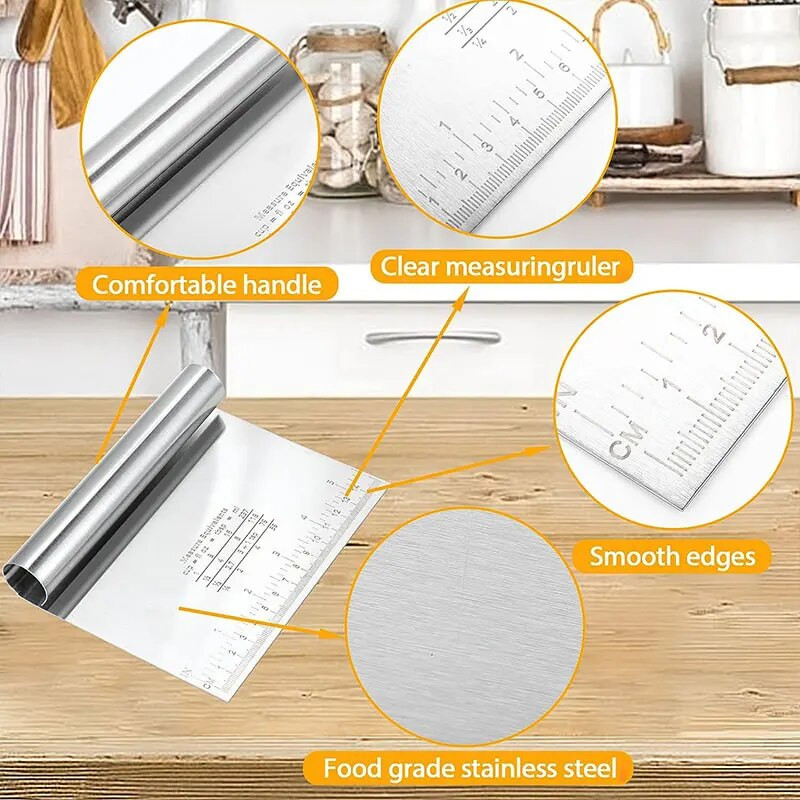 Strugač za tijesto od nehrđajućeg čelika Sjeckalica za pečenje kolača Rezač za pizzu s mjernom vagom Nož za odvajanje kruha Alati za kuhanje