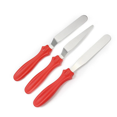 Set de 3 cuțite paletă cu spatulă cu manivelă mică / unghiulară, prăjituri / Glazură / Sugarcraft / Fondant - Instrumente pentru decorarea torturilor