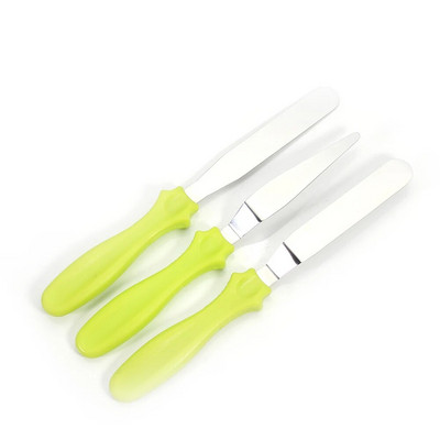 Set de 3 cuțite paletă cu spatulă cu manivelă mică / unghiulară, prăjituri / Glazură / Sugarcraft / Fondant - Instrumente pentru decorarea torturilor