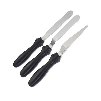 Set de 3 cuțite paletă cu spatulă cu manivelă mică / unghiulară, prăjituri / Glazură / Sugarcraft / Fondant - Instrumente pentru decorarea torturilor