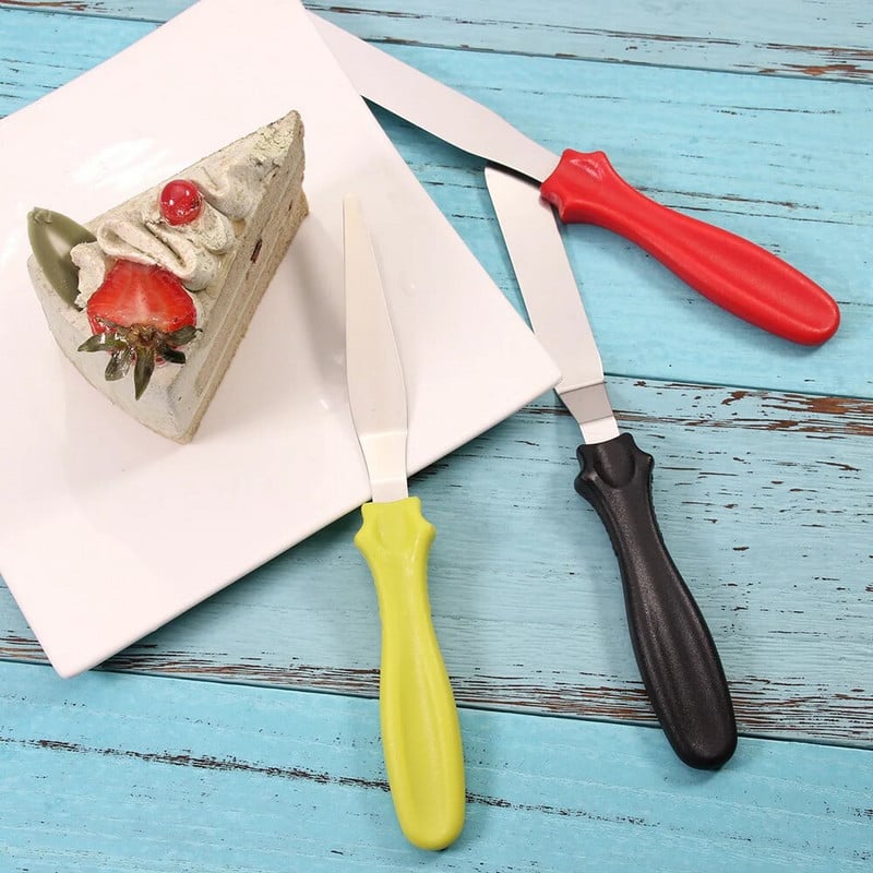 Set de 3 cuțite paletă cu spatulă cu manivelă mică / unghiulară, prăjituri / Glazură / Sugarcraft / Fondant - Instrumente pentru decorarea torturilor