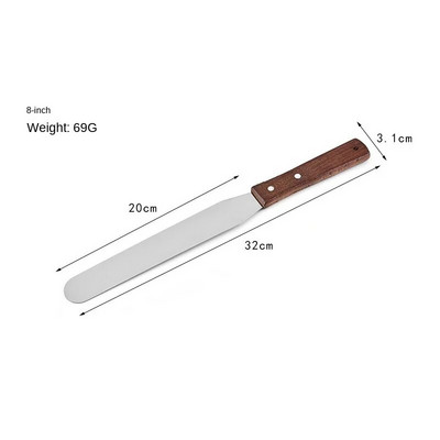 Spatulă pentru tort de 6/8/10/12 inci, din oțel inoxidabil de înaltă calitate, cu mâner din lemn, spatulă dreaptă, pentru tort, cu cremă, pentru tort, scule pentru spatulă offset