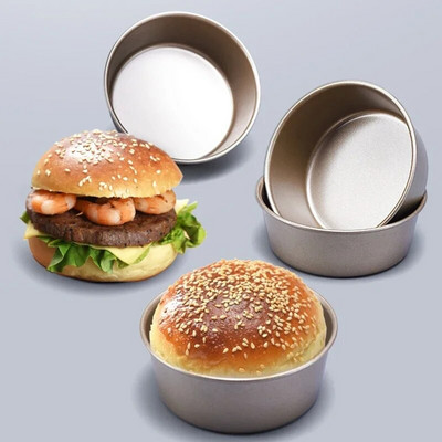 1 db hamburgerforma 4 hüvelykes arany tapadásmentes kerek sajttorta sütőeszköz otthoni sütőben pirítós kézi hamburgerkészítő