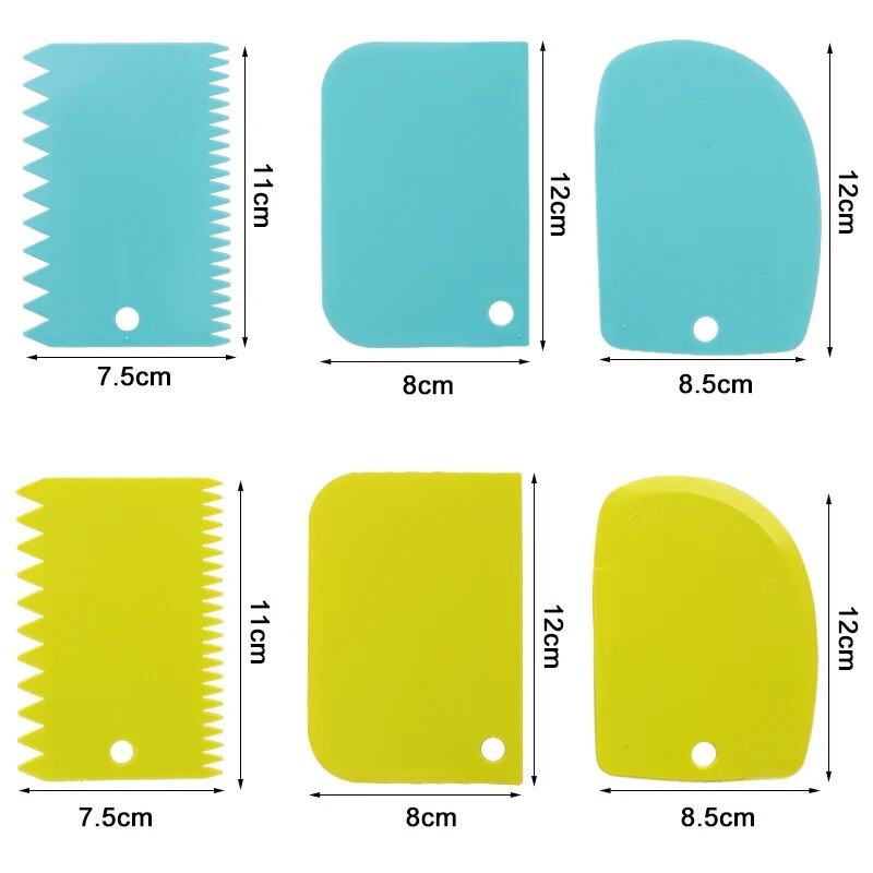 3 DB/1 DB tészta sütemény szeletelő spatula tortakrémhez kaparó paszta vágó kaparó szabálytalan fogél barkács simító