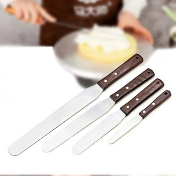 4 6 8 10 инча шпатула Инструменти за декориране на торти Неръждаема стомана с дървена дръжка Нож шпатула за по-гладка глазура на тортата