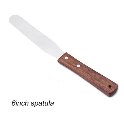 4 6 8 10 hüvelykes spatula tortadíszítő eszközök Rozsdamentes acél fa nyelű kés Spatula a torták simább jegesítéséhez