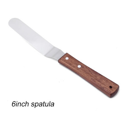 4 6 8 10 hüvelykes spatula tortadíszítő eszközök Rozsdamentes acél fa nyelű kés Spatula a torták simább jegesítéséhez