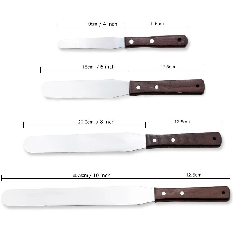 4 6 8 10 hüvelykes spatula tortadíszítő eszközök Rozsdamentes acél fa nyelű kés Spatula a torták simább jegesítéséhez