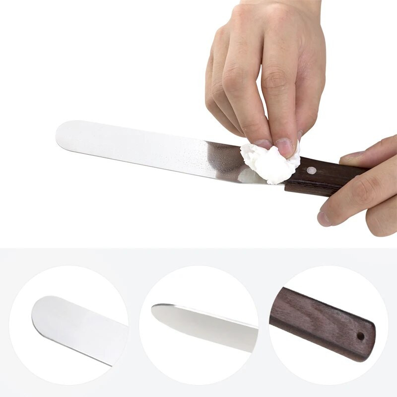 4 6 8 10 hüvelykes spatula tortadíszítő eszközök Rozsdamentes acél fa nyelű kés Spatula a torták simább jegesítéséhez