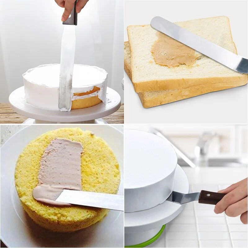 4 6 8 10 hüvelykes spatula tortadíszítő eszközök Rozsdamentes acél fa nyelű kés Spatula a torták simább jegesítéséhez