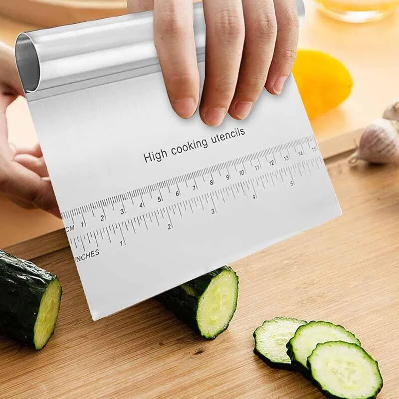 Rezač za struganje tijesta za pizzu od nehrđajućeg čelika Lopatice za pečenje tijesta Alati za rezanje kolača s mjernom vagom Kuhinjski pribor