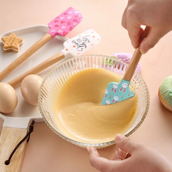 Коледна серия Лопатка за крем за торта Дървена дръжка Силиконова стъргалка за сладкиши Незалепващо масло Миксер за тесто Кухненски инструменти за печене