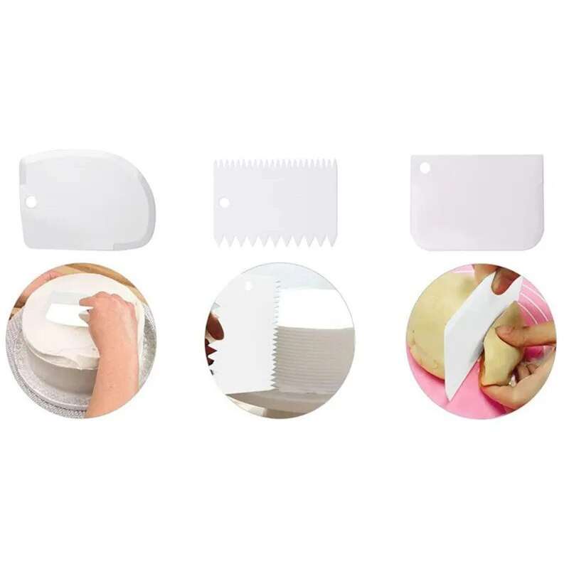 3PCS/Lot Rezač za tijesto Rezač Lopatica za kremu za kolače Strugač Rezači za tijesto Strugač Nepravilni zubi Rubovi DIY glatki