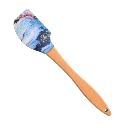 1 buc. Racletă de copt pentru cremă de silicon cu mâner lung din lemn Spatulă antiaderentă de bucătărie Blendere de patiserie Mixer de unt Instrumente de copt