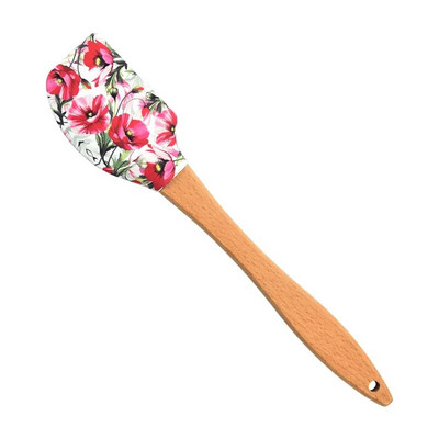 1 buc. Racletă de copt pentru cremă de silicon cu mâner lung din lemn Spatulă antiaderentă de bucătărie Blendere de patiserie Mixer de unt Instrumente de copt