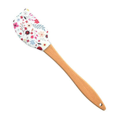 1 buc. Racletă de copt pentru cremă de silicon cu mâner lung din lemn Spatulă antiaderentă de bucătărie Blendere de patiserie Mixer de unt Instrumente de copt