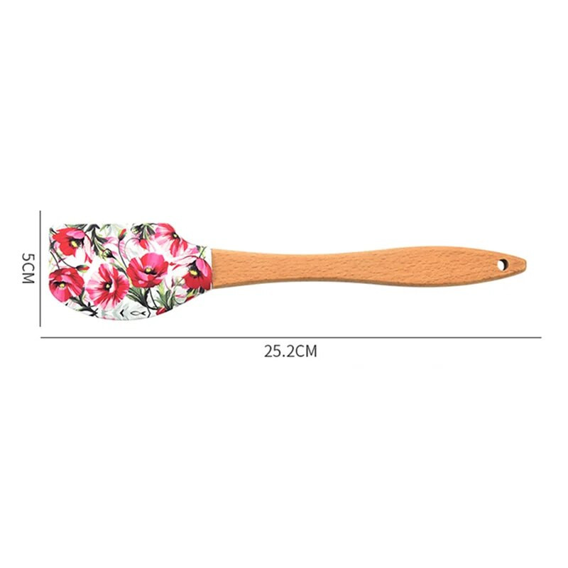 1 buc. Racletă de copt pentru cremă de silicon cu mâner lung din lemn Spatulă antiaderentă de bucătărie Blendere de patiserie Mixer de unt Instrumente de copt