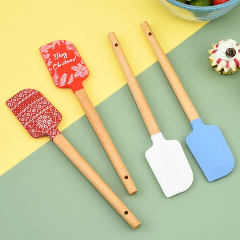 22,7x4,5 cm tapadásmentes szilikon torta spatula fa nyelű csokoládé vaj keverő tészta krém kaparó sütő konyhai kiegészítők