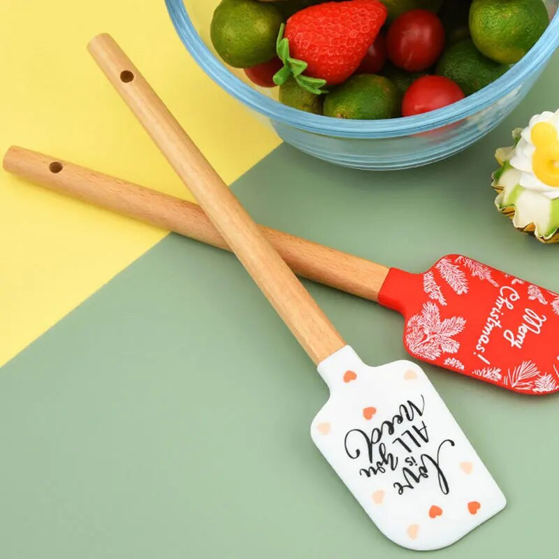 22,7x4,5 cm tapadásmentes szilikon torta spatula fa nyelű csokoládé vaj keverő tészta krém kaparó sütő konyhai kiegészítők
