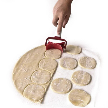 Κόφτης ζύμης με ρολό για κοπή δέρματος Dumpling Κόφτης για μπισκότα Wonton Mold Handheld Rolling Dough Cutter Dim Sum Gadget κουζίνας