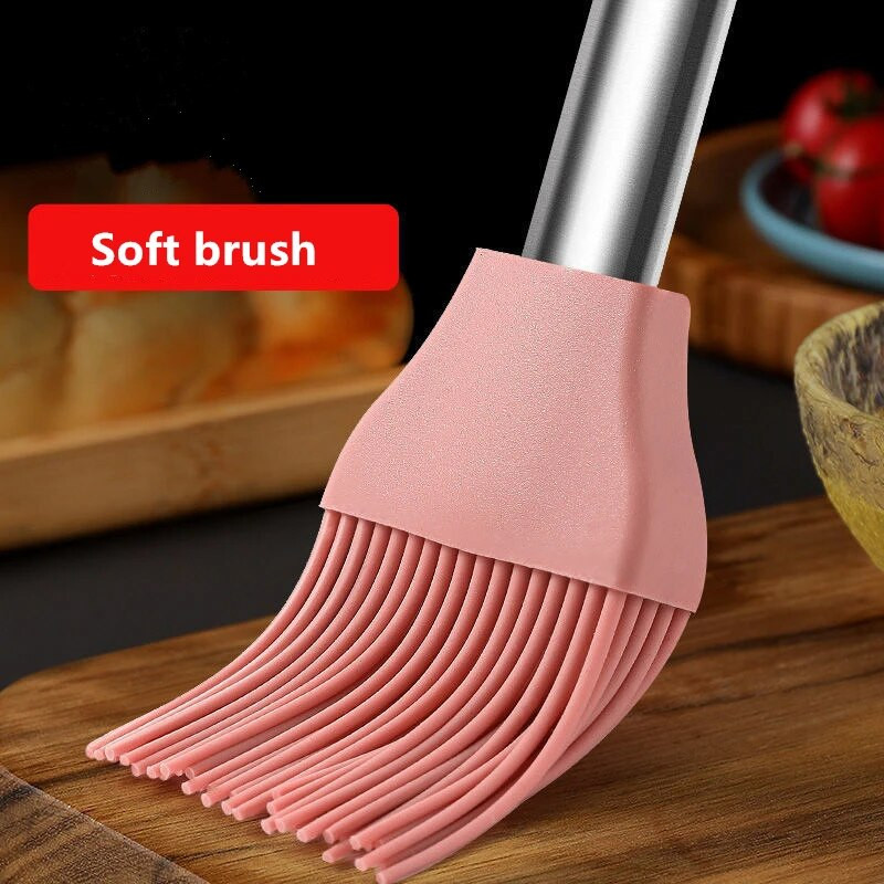 Silikoninio aliejaus padažo šepetėlis su nuimama galvute aukštai temperatūrai atspariais šepetėliais kiaušininiams pyragams duonai Nešiojamas kepsninės kepimo įrankis