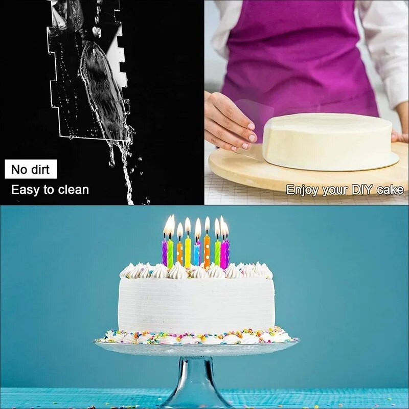 6Pc/Set Prozirna akrilna strugalica za kolače s maslacem za glazuru Set strugalica za torte Lopatica za pečenje Alat za fondan za kolače Pribor