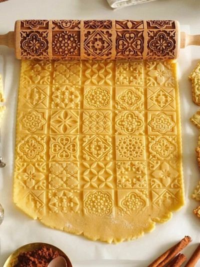 35 cm kalėdinis reljefinis kočėlas, medžio raižyti sausainiai biskvitas fondant tešlos kepimas graviruotas spausdintas voleliu šventinės dovanos