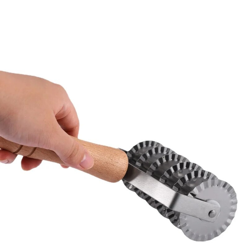 304 kotačić za tijesto od nehrđajućeg čelika Nož za tijesto za pizzu 6 valjaka za rezanje tijesta Kuhinjski pribor za kolače