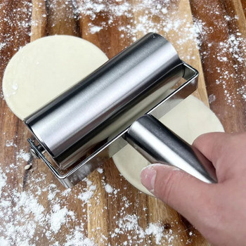 Ανοξείδωτος πλάστης διπλής κεφαλής Αντικολλητικός ρολό ζαχαροπλαστικής μηχανής ζυμαρικών κουζίνας Noodles Pizza Pies Baking Tools