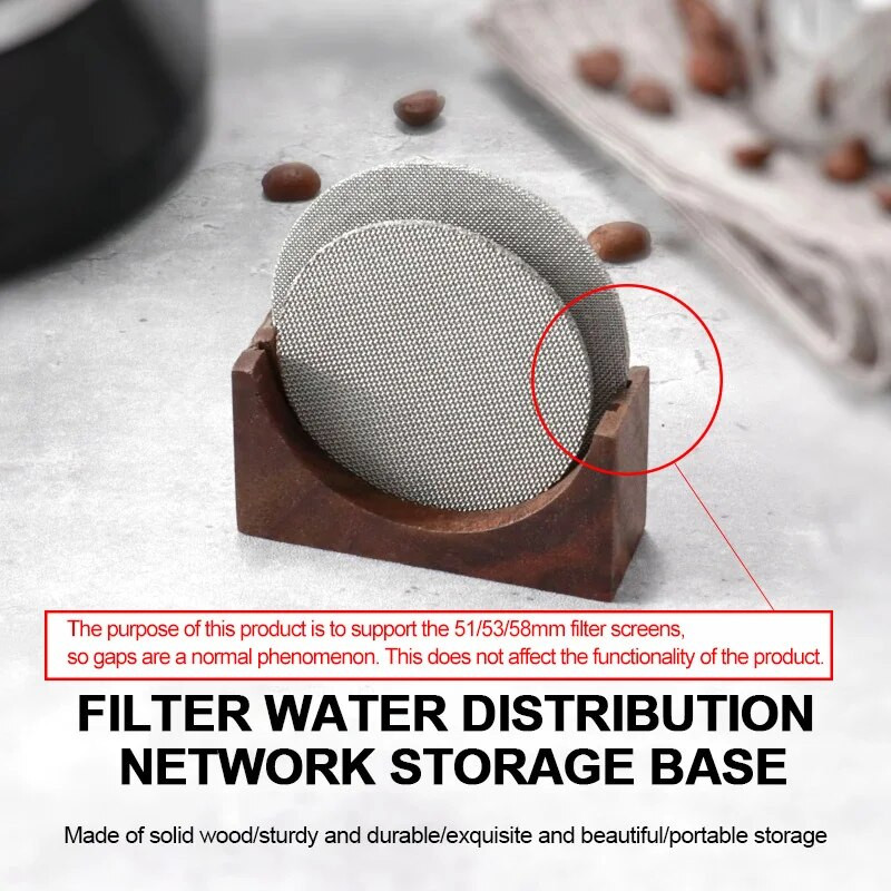 Espresso kohvifiltri ekraanihoidik Kohvivalmistussõela kronstein Puidust pähklist statiiv 51MM/54MM/58MM Puck Screen jaoks