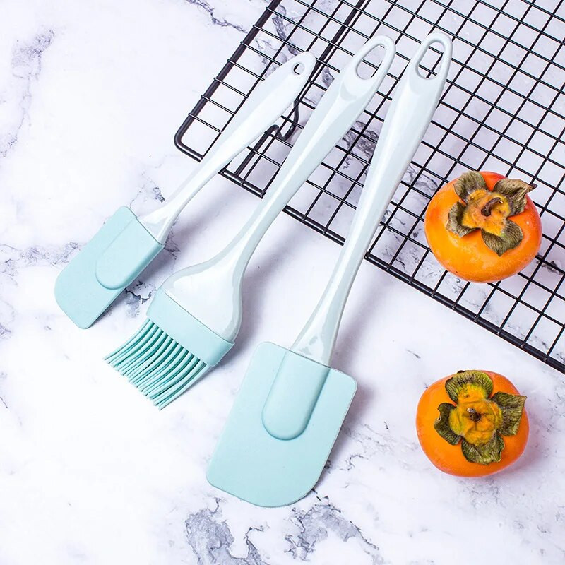 Silikono grandiklis 3 dalių rinkinys Kremo grandiklis Aliejaus šepetėlis 3 dalių rinkinys Kepimo įrankis Silikoninių šepetėlių rinkinys