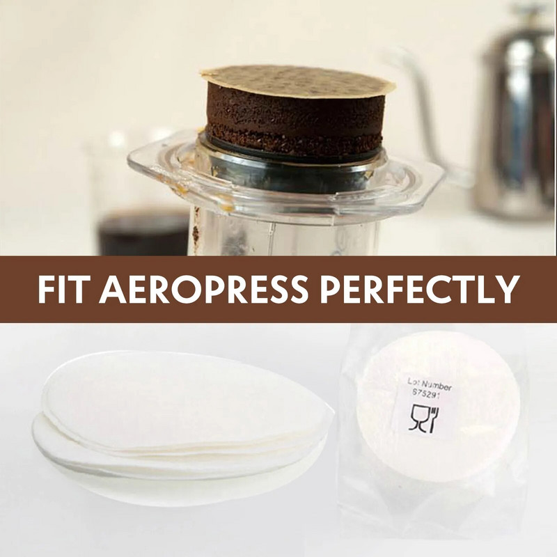 Hârtie de filtru de cafea 350 buc compatibilă cu Aeropress, filtre de hârtie micro 64 mm