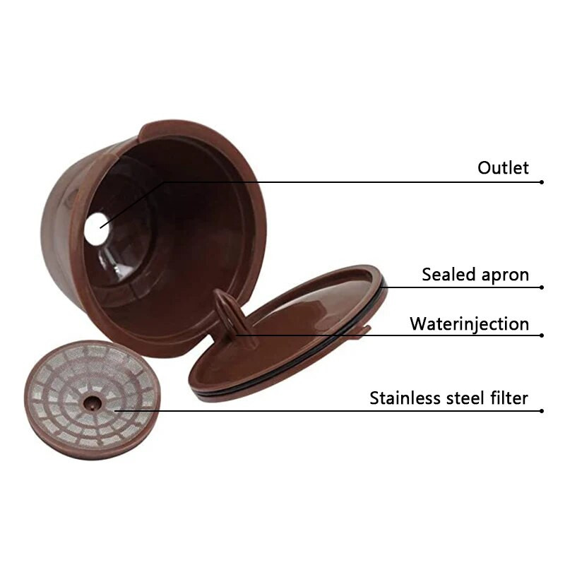 2/3/4/6 KOM Kapsule za kavu koje se mogu ponovno puniti Filtarska čašica kompatibilna s Dolce Gusto kapsulama za kavu za višekratnu upotrebu sa žličicom za čišćenje