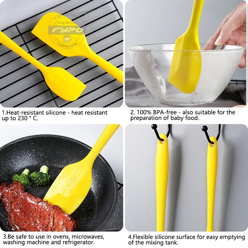 Silikoninės mentelės, kelių spalvų karščiui atspari guminė mentelė, nepridegantys maišymo šaukštai su nerūdijančio plieno šerdies kepimo įrankiu