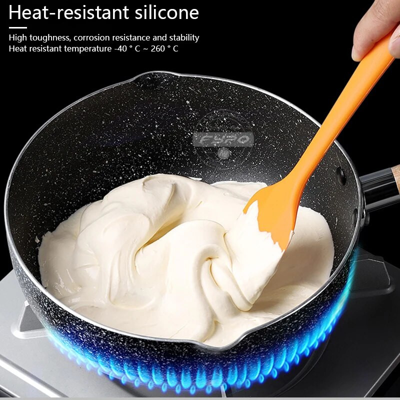 Silikoninės mentelės, kelių spalvų karščiui atspari guminė mentelė, nepridegantys maišymo šaukštai su nerūdijančio plieno šerdies kepimo įrankiu